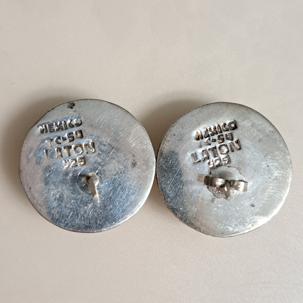 Vintage .925 Sterling Silver Earrings Mexico - Picture 5 of 6